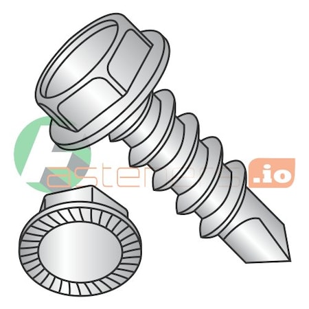 Newport Fasteners Self-Drilling Screw, #6 x 1/2 in, Plain 18-8 Stainless Steel Flange Hex Head External Hex Drive 520459